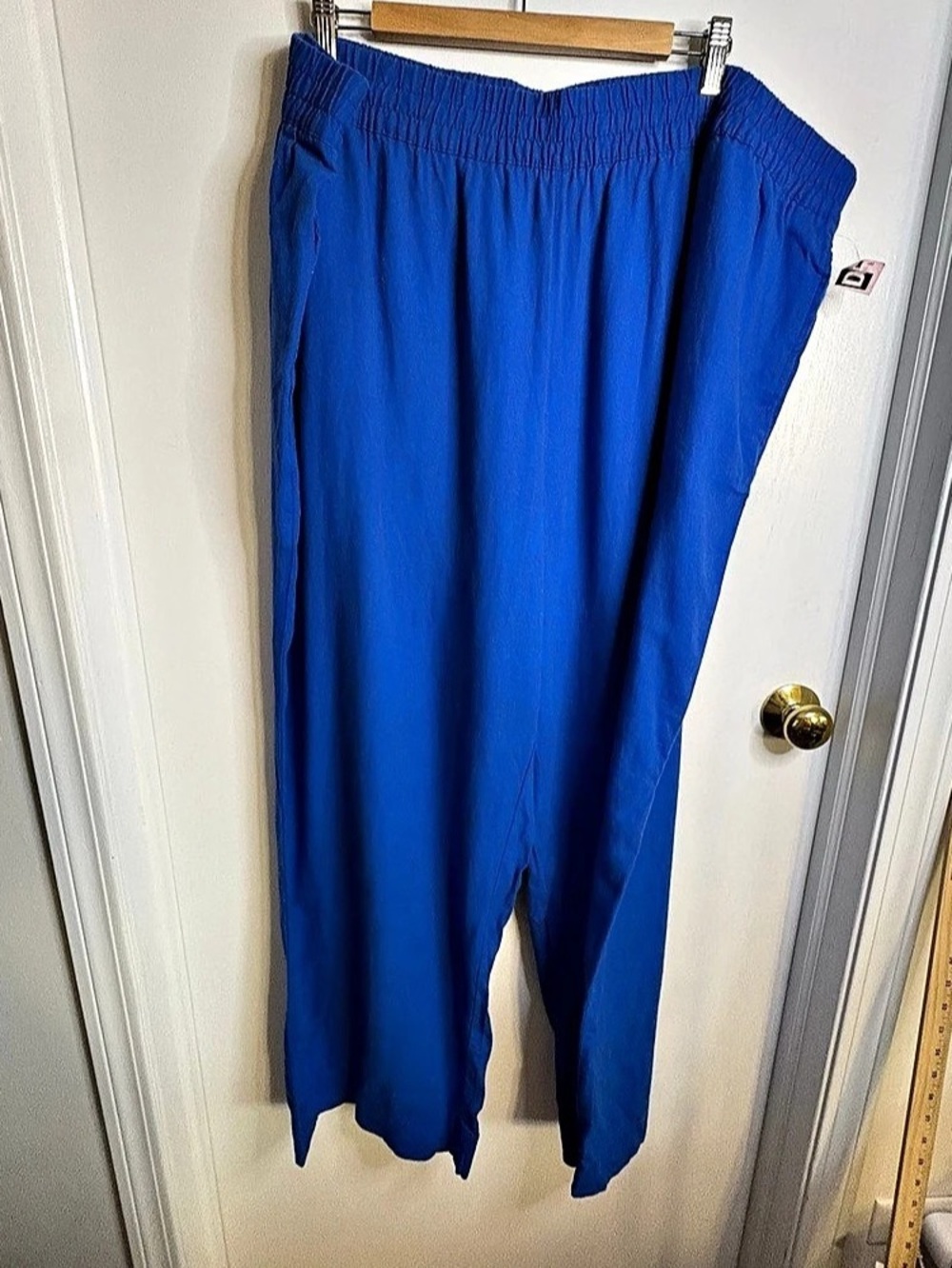 Old Navy Sz 3X High-Rise Wide Leg Cobalt Blue Linen Pants Pockets Coastal Preppy